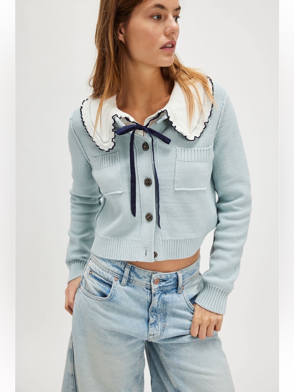 Free People Light Blue Cardigan